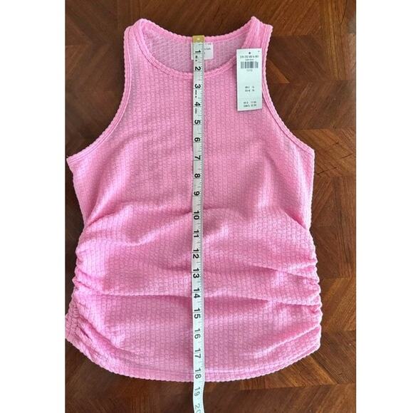 Abercrombie Kids Pink Ruched Tank Top NWT Size 11/12 Textured Ribbed - Picture 4 of 12
